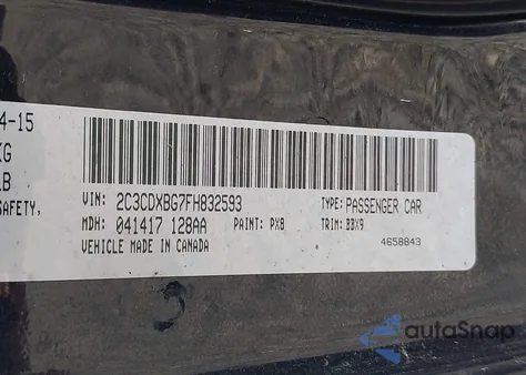 2015 Dodge Charger Se из США, поврежденный, VIN 2C3CDXBG7FH832593